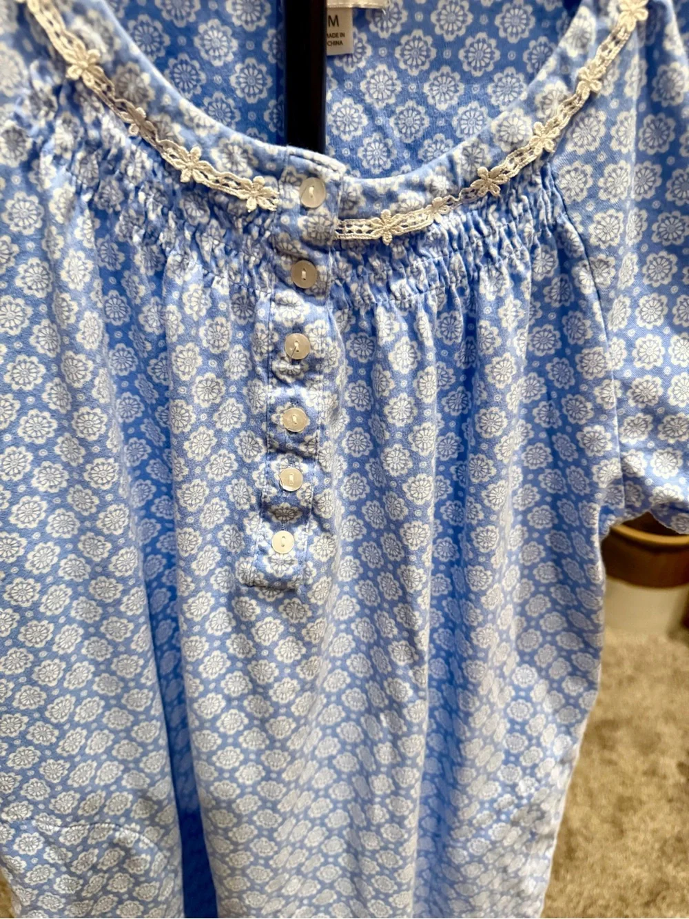 Aria Light Blue Printed Cotton Nightgown